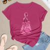 Women's Casual Halloween Breast Print T-Shirt Round Neck Pullover Short Sleeve Top