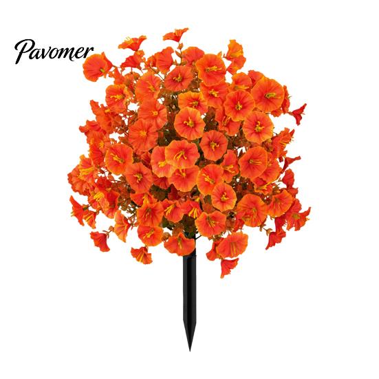 Durable Plastic Fall Foliage Artificial Autumn Flowers Bouquet, Maple Leaf/Morning Glory/Camellia Eucalyptus Ground Stake, Waterproof Harvest