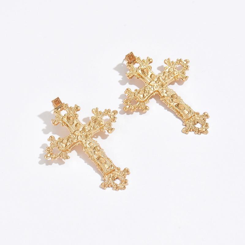 Metal cross earrings hot-selling alloy accessories women's fashion retro niche hollow flower earrings