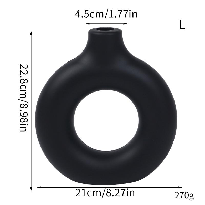 Donut Plastic Vase White Black Pink Cute Round Vase Flowerpot Ornaments for Living Room Dining Table Office Home Decor