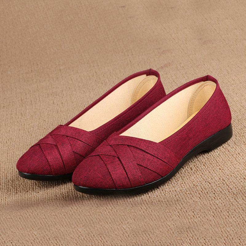 Old Beijing Cloth Shoes Women's Single Shoes Black Casual Shoes Non-slip Breathable Work Shoes Flat Shoes