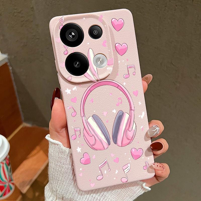 Cute Cartoon Love Hearts Case For Xiaomi 13T Pro Redmi Note 15 Pro 4G Redmi Note 14 13 Pro+ 5G Leather Texture Silicone Cover