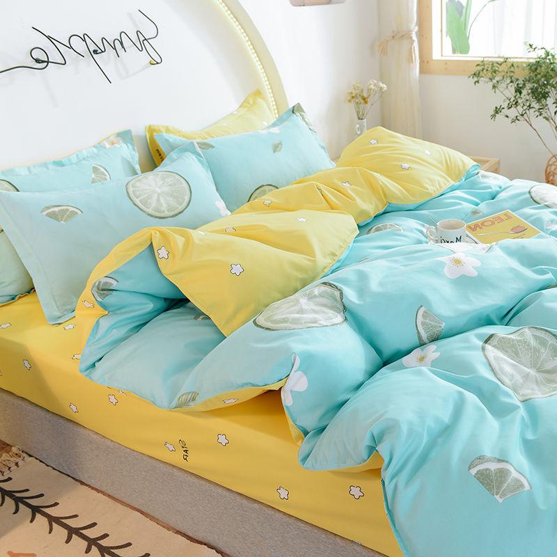 Four-piece Bedding Washed Cotton Single Double Student Three-piece Bed Linen Quilt Cover Pillowcase