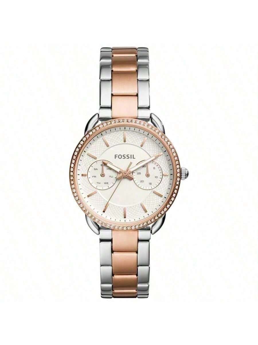 

Женские двуцветные часы Fossil Tailor s с кристаллами, модель ES4396 розового золота