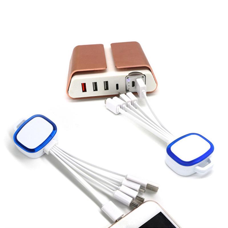 Luminous 3-in-1 Keychain Data Cable for Android & Type-C