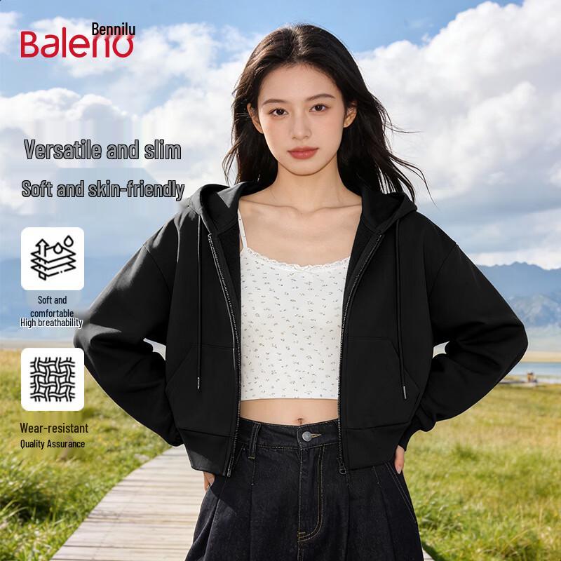 Baleno Women s Short Hooded Zip-Up Sweatshirt Jacket M