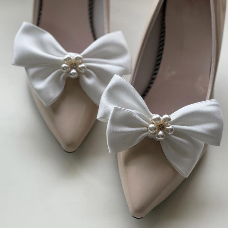 Elegant Bowknot Shoe Clip for Flats Pumps Decorative Shoe Accessories Clip Women Wedding Party Shoe Decorations Clip