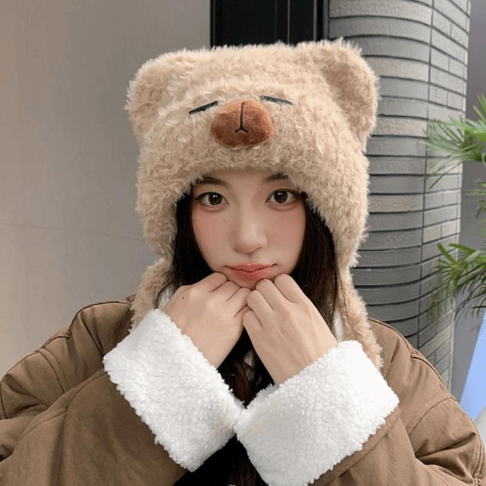 Kawaii Capybara Pullover Hat Cartoon Woolen Hat Casual Warm Cap Cycling