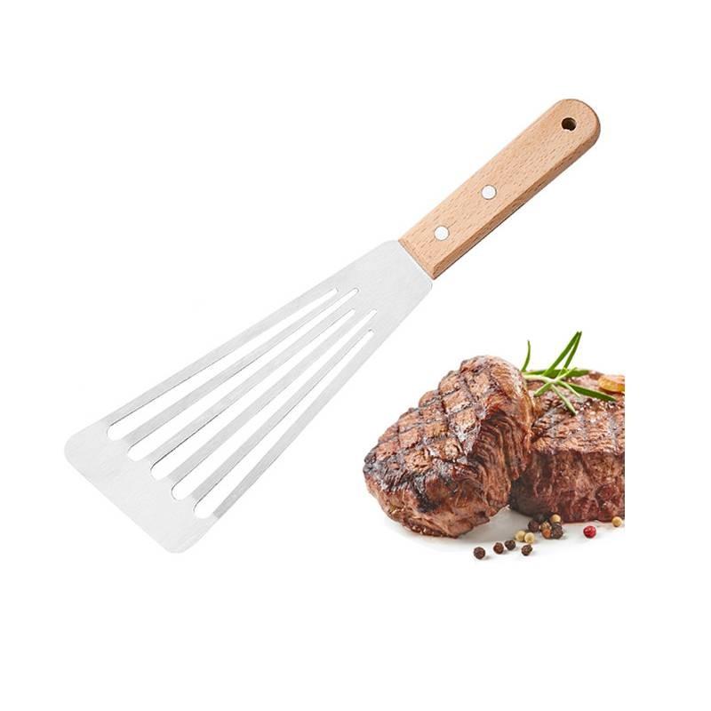Wooden Handle Spatula Fish Turning Shovel Kitchen Pot Shovel Tool Steak Scoop