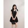 Thousand Gold Wind Bow Polka Dot Dress Women's Summer Retro Small Man Waist and Thin Temperament Fluffy Short Skirt