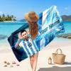 Lionel Messi Individuelles Strandtuch, Personalisierter Name Textdruck, Fußball Logo Weiches Schnelltrocknendes Handtuch Urlaubsgeschenk