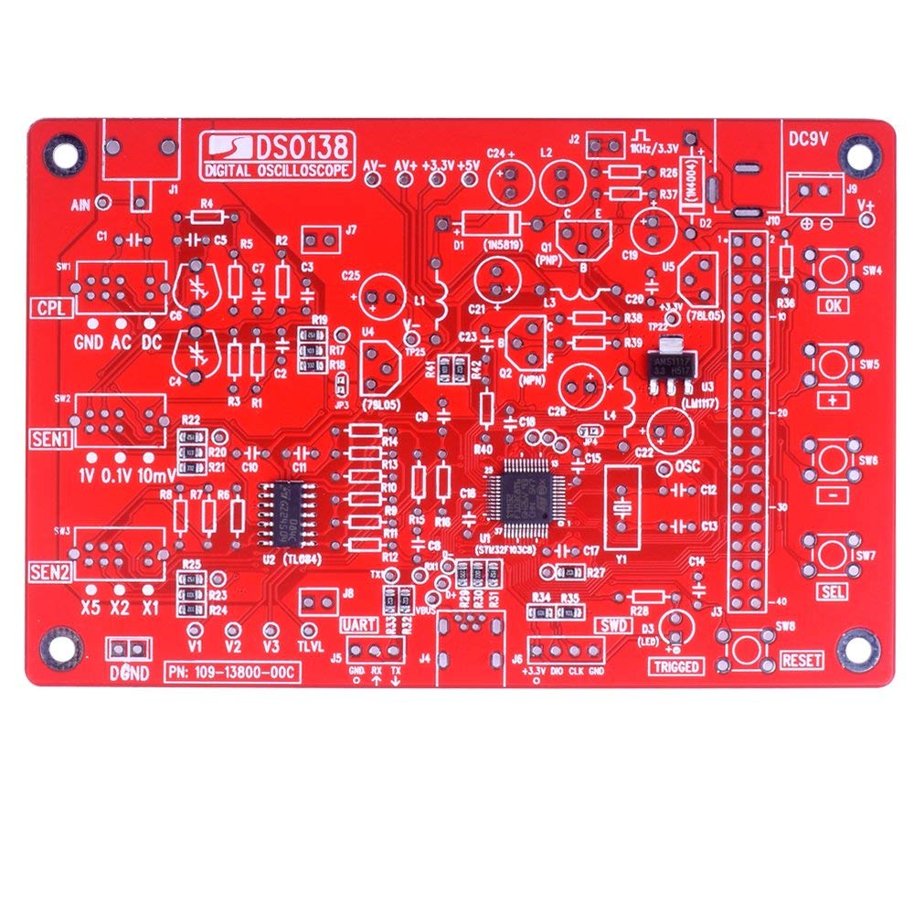 DSO138 2.4in TFT Pocket-size Digital Oscilloscope Kit DIY Parts Handheld + Acrylic DIY Case Cover Shell for DSO138