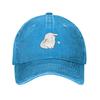 Cute White Bunny Baseball Cap Washed Cotton Distressed Adult Casual Sun Protection Adjustable Hat