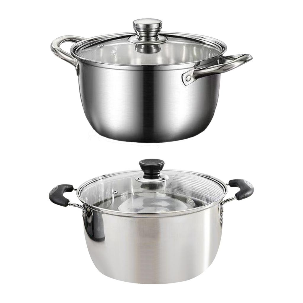 Stainless Steel Stock Pot Large Capacity Deep with Double Handle Modern Universal Base Soup Pot Non Stick Stockpot for Vegetable