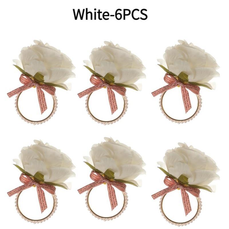 1-24PCS 2026 Pearl Rose Napkin Ring Creative Elegant Holder for Hotel Wedding Party Dining Table Decoration Accessories