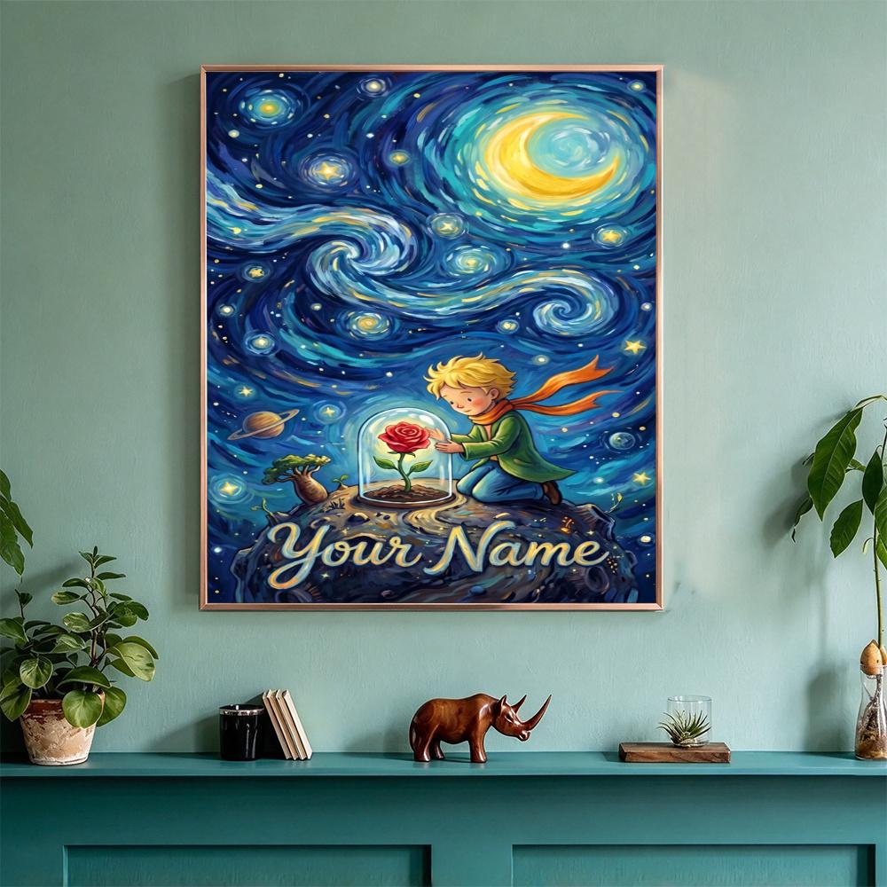 Little Prince Personalized Name Round Diamond Painting Kit Diamond Embroidery Painting Rhinestones Mosaic Frameless Handwork Decoration Arts