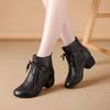 Spring and Summer Hollow Thick Heel Retro Martin Boots High Heel Round Head Soft Leather Hole Cool Boots Women