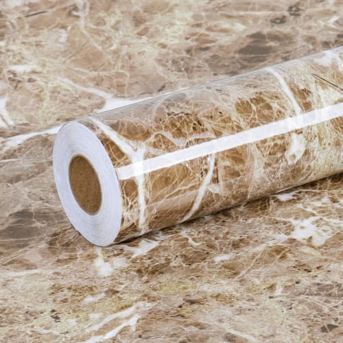 VEELIKE Marble Wallpaper Sheet, Brown, 40cm x 9m, Peelable, Easy to Apply, Self-Adhesive, Waterproof, Heat-Resistant, Stain-Resistant, Oil-Resistant,