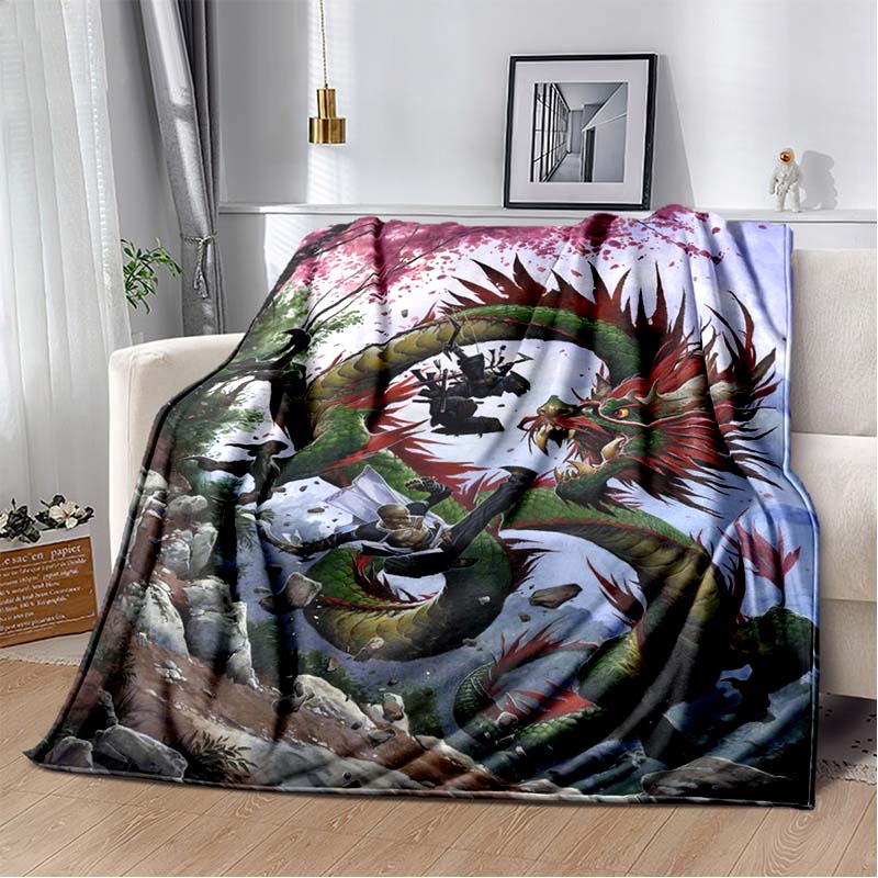 Dungeons & Dragons Red Dragon Print Flannel Blanket, Soft Throw Blanket for Sofa Bed 75x90cm