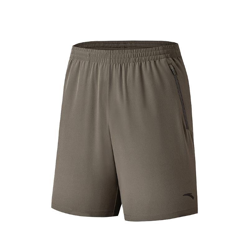 Anta Solid Color Mid-Rise Comfortable Breathable Versatile Straight-Cut Casual Shorts Men shorts Dark-Brown-Gray 952527520-2