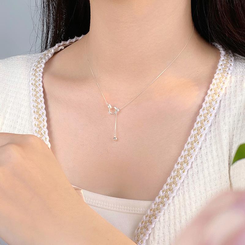 Ins Style High-end Circular Buckle Tassel Necklace for Women's Versatile Temperament Necklace