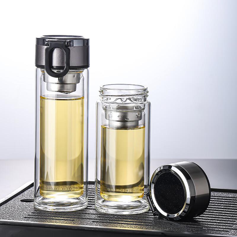 OLOEY Double-Layer Glass Tea Infuser Bottle