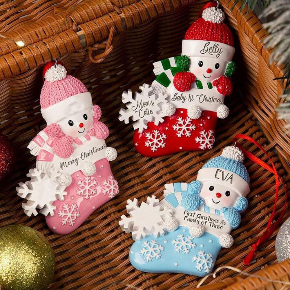 Resin Xmas Tree Hanging Pendants Decorative Christmas Sock Pendant Christmas