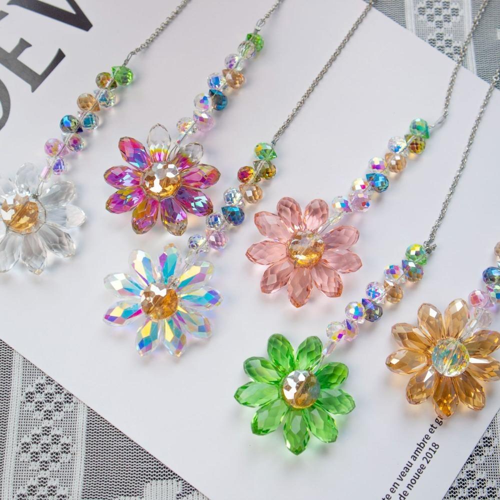 Glass Crystal Pendant Rainbow Maker Indoor Window Sunflower Sun Catcher Ornament Christmas Gift Yard Garden Decorations