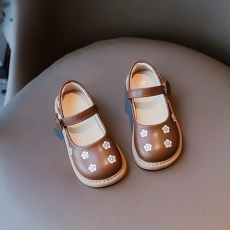 

Дитячі одномісні туфлі, весняно-осінні нові туфлі принцеси з неглибоким ротом і бантом з м’яким дном, вишиті дихаючі шкіряні туфлі проти ковзання 33 коричневий