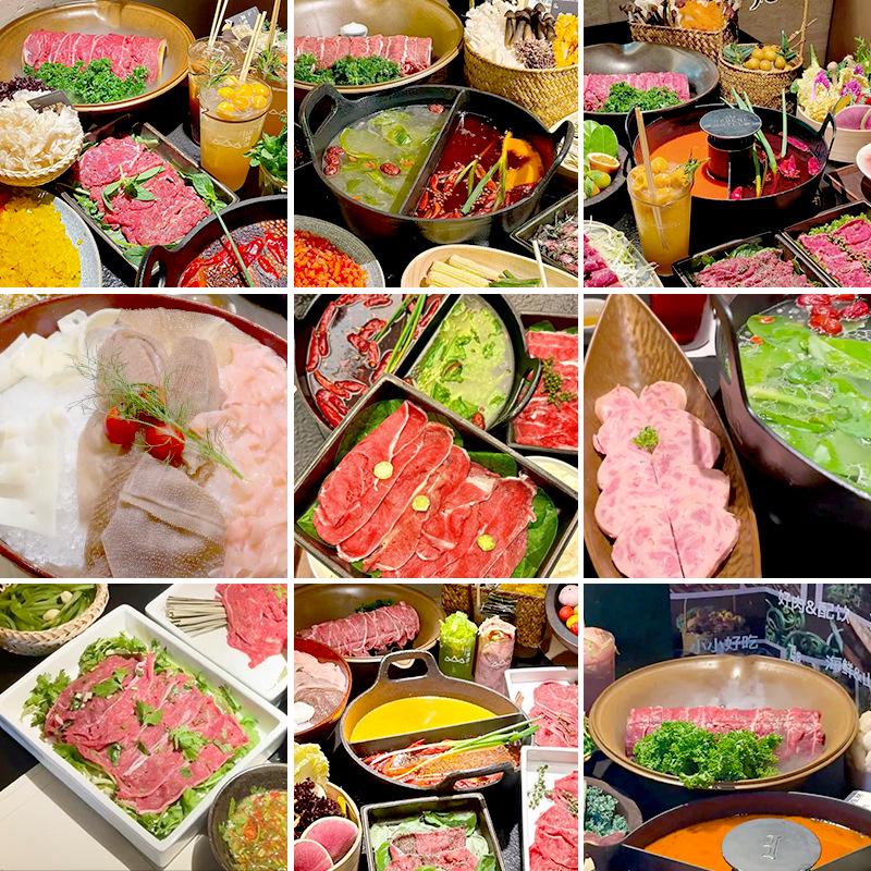 Melamine Plate for Gourmet Hot Pot, Barbecue & Shrimp: Mountain & Field Design