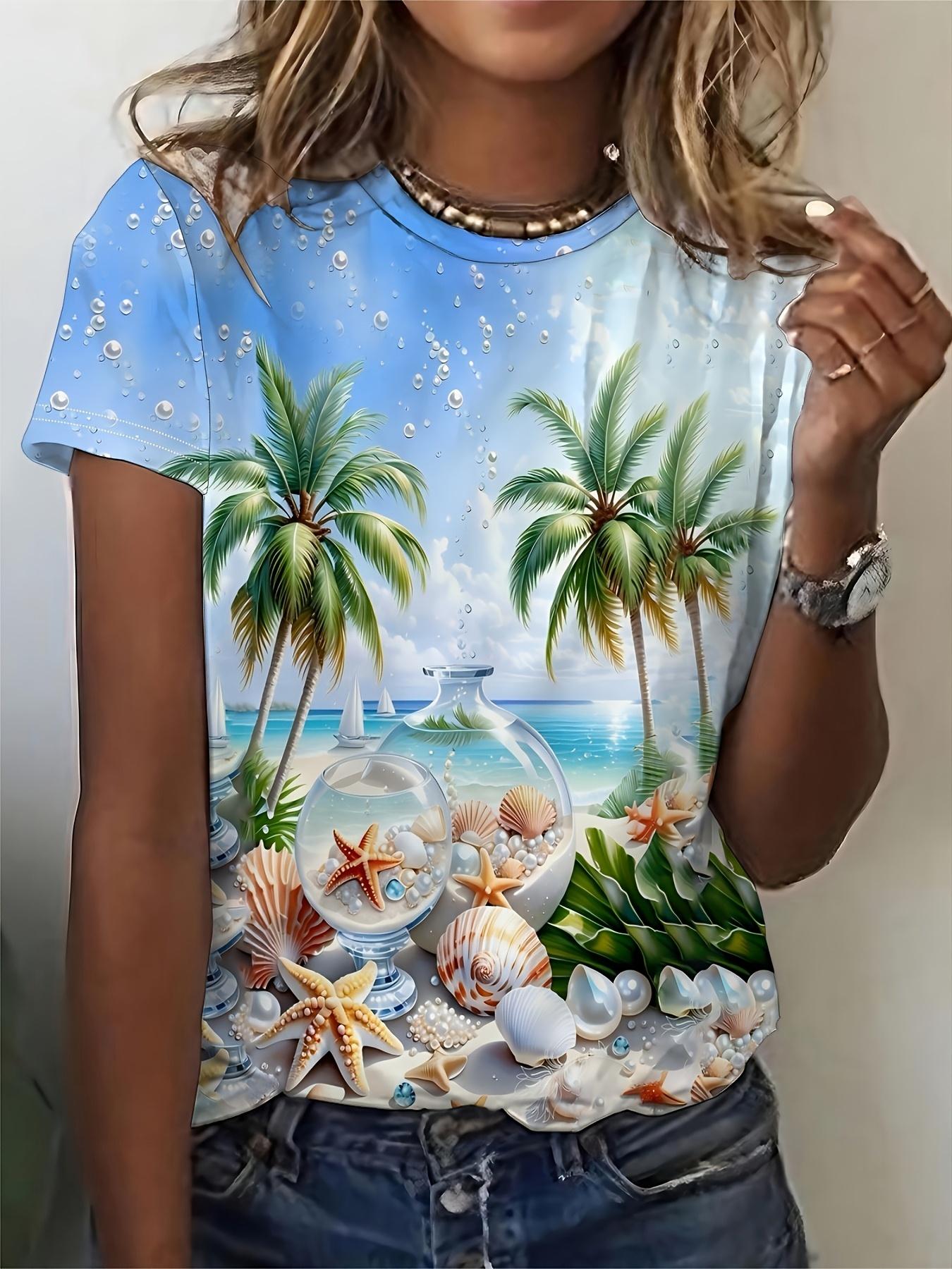 

3D Print Design. Beach Holiday Casual T-shirt. Women s Elegant Crew Neck Short Sleeve Top. Polyester Fabric Machine Washable. Fashion Women s Clothing XS дубильная кора