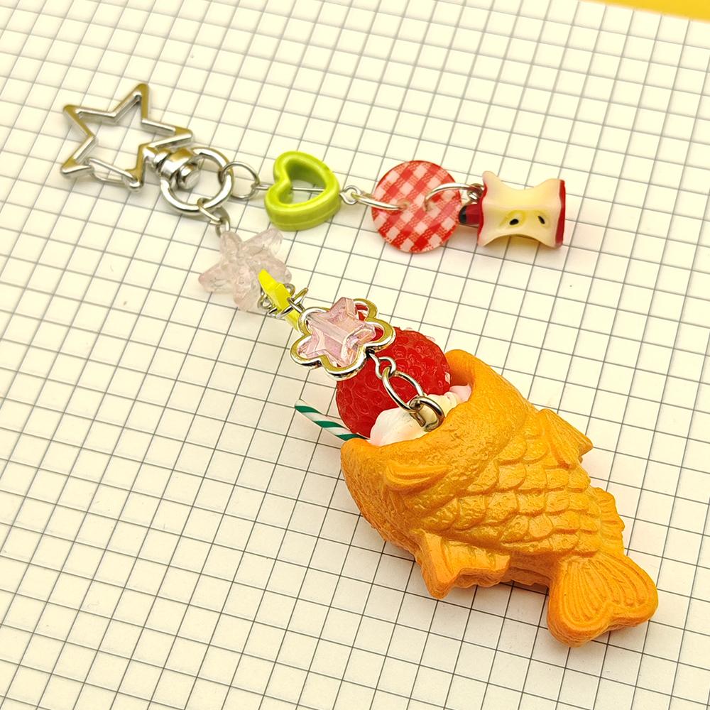 

3D Fish Fruit Phone Keychain Accessories For Schoolbag Bottle CCD Camera Airpods Earphones Ins Korea DIY Charms Pendant Gift pc and resin