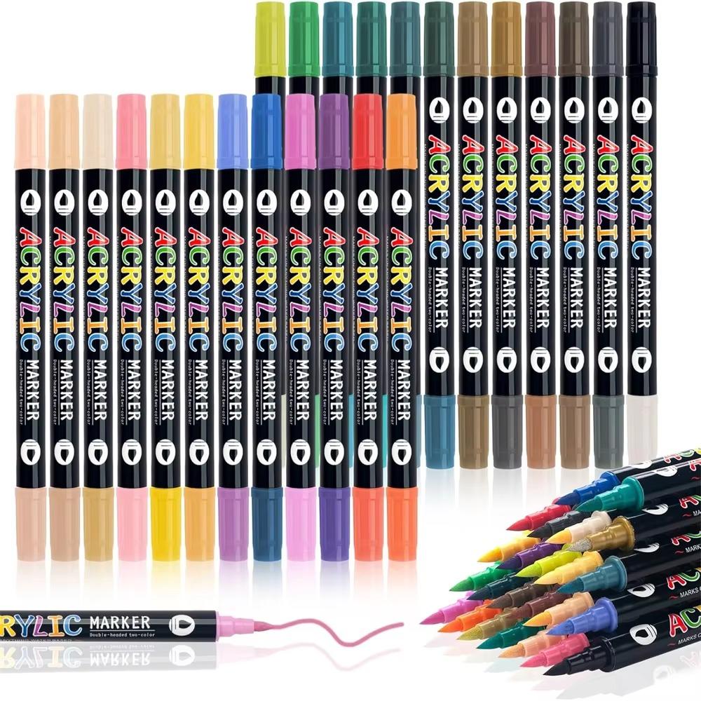 24/48/72 Colors Acrylic Paint Markers Soft Tip Double Nib Markers New Paint Pens Art Supplies