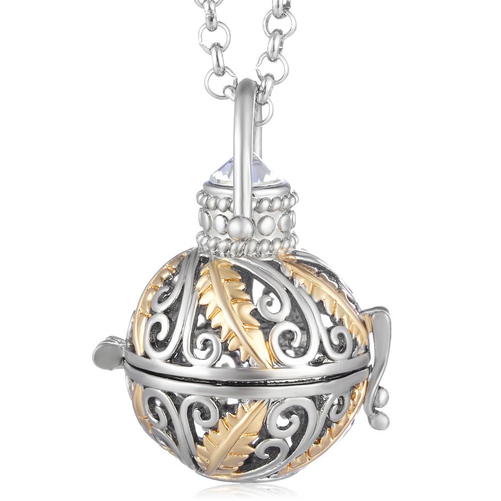 Mexico Chime Two-Color Feather Caller Locket Piano Ball Necklace Essential Oil Diffuser Perfume Musical Pendant New Jewelry