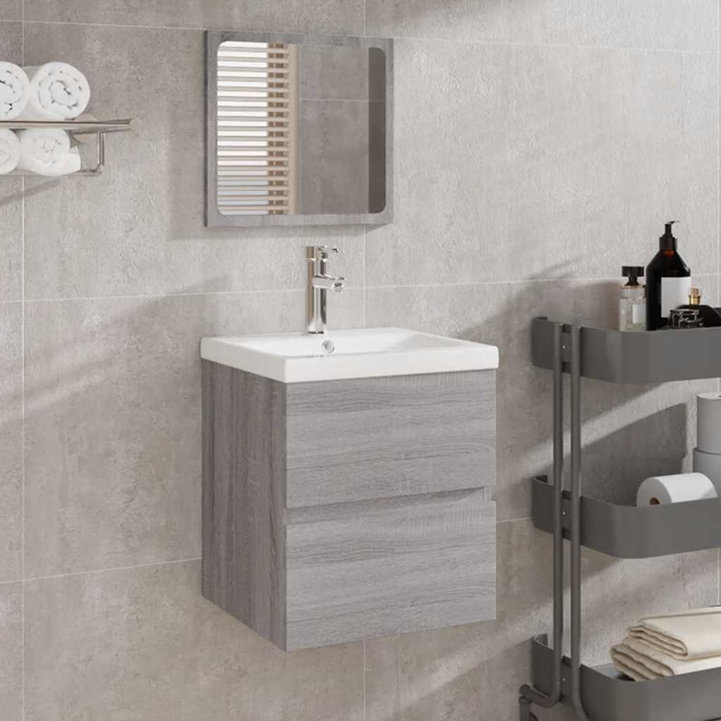 Bathroom Cabinet with Mirror Grey Sonoma Particleboard