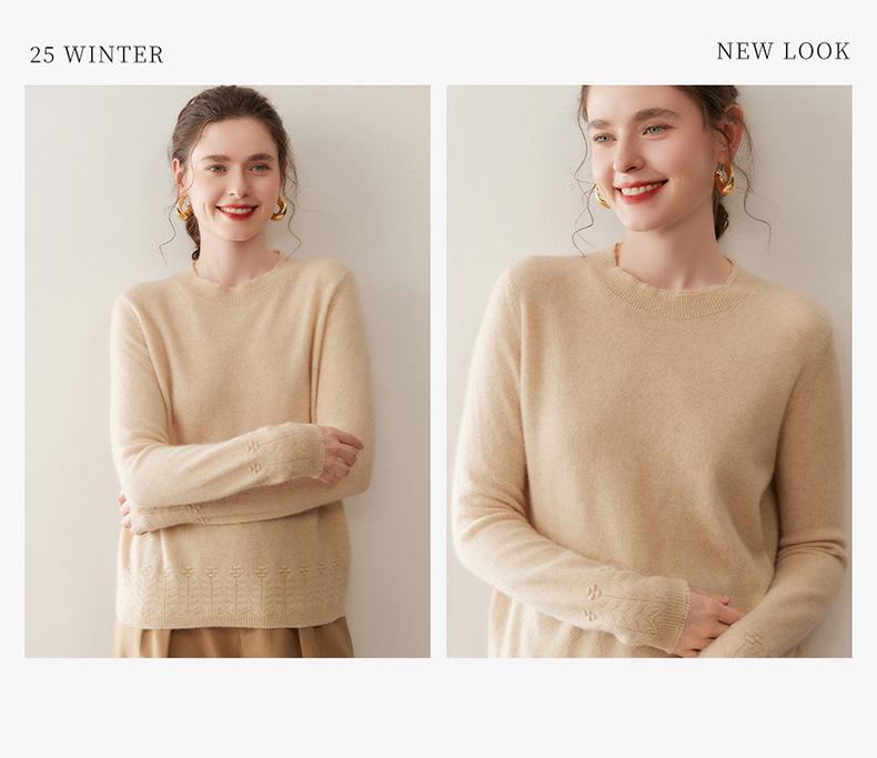 2025 Autumn-Winter Women's Cashmere Round Neck Pullover Sweater