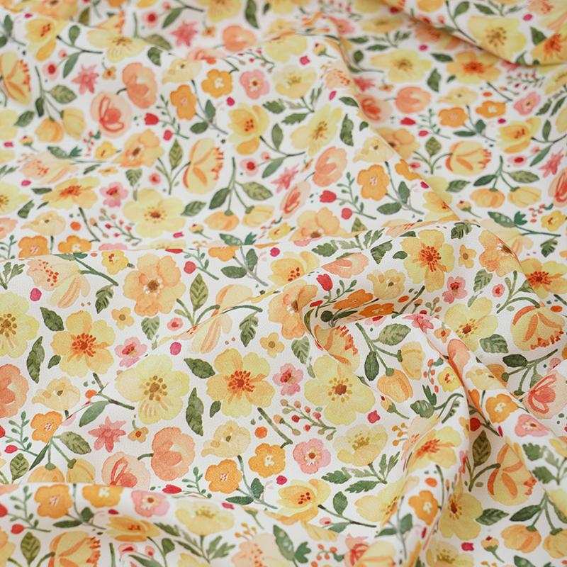 0.5m/1m/2m Soft Breathable Small Floral Print Chiffon Fabric for Summer Dresses Children's Clothing Skirts DIY Sewing Fabric
