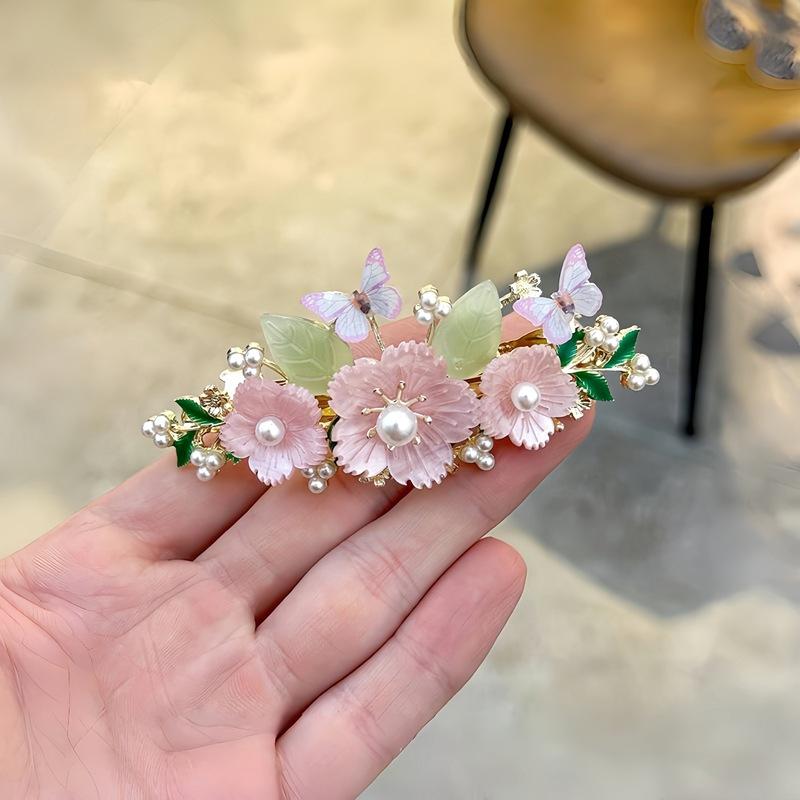 Elegant Traditional Chinese Hairpin with Floral and Butterfly Design - Suitable for Ages 14 and Above