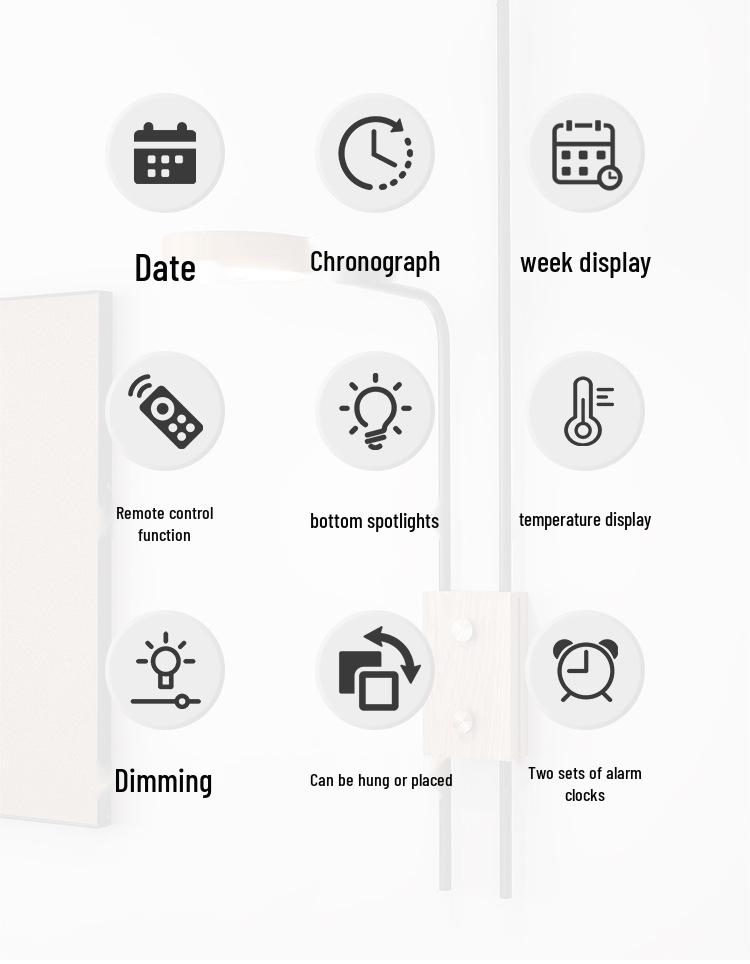 LED Digital Wohnzimmer Wanduhr mit Multifunktionalem Alarm, Temperaturanzeige und Fernbedienung