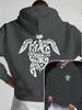 Sweat à capuche Hip Hop Sportif pour Enfants Cool, Motif Tribal Rétro Tortue de Mer Impression Artistique Avant Arrière, Sweat à Capuche Lâche à Cordon de Serrage Pour Tenue Quotidienne