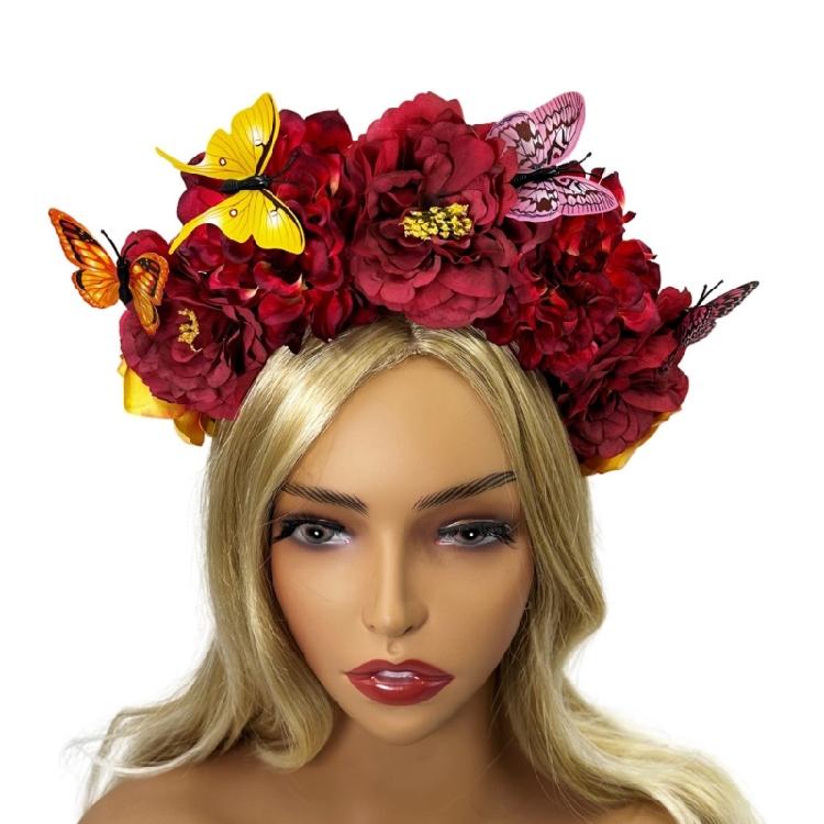 Girls Flower Hairband Luxurious Ethnic Style Flower Crown for Wedding Party