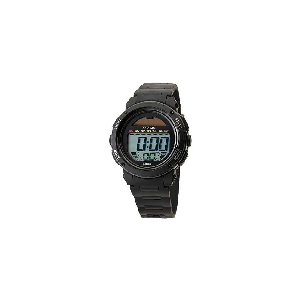 Crepha Telva Digital Multifunction Solar Watch 5 ATM Water Resistant Stopwatch Black Men s Sports