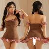 Sensual Plush Christmas Teddy Lingerie: Backless Lace Bow Bodycon Maid Outfit