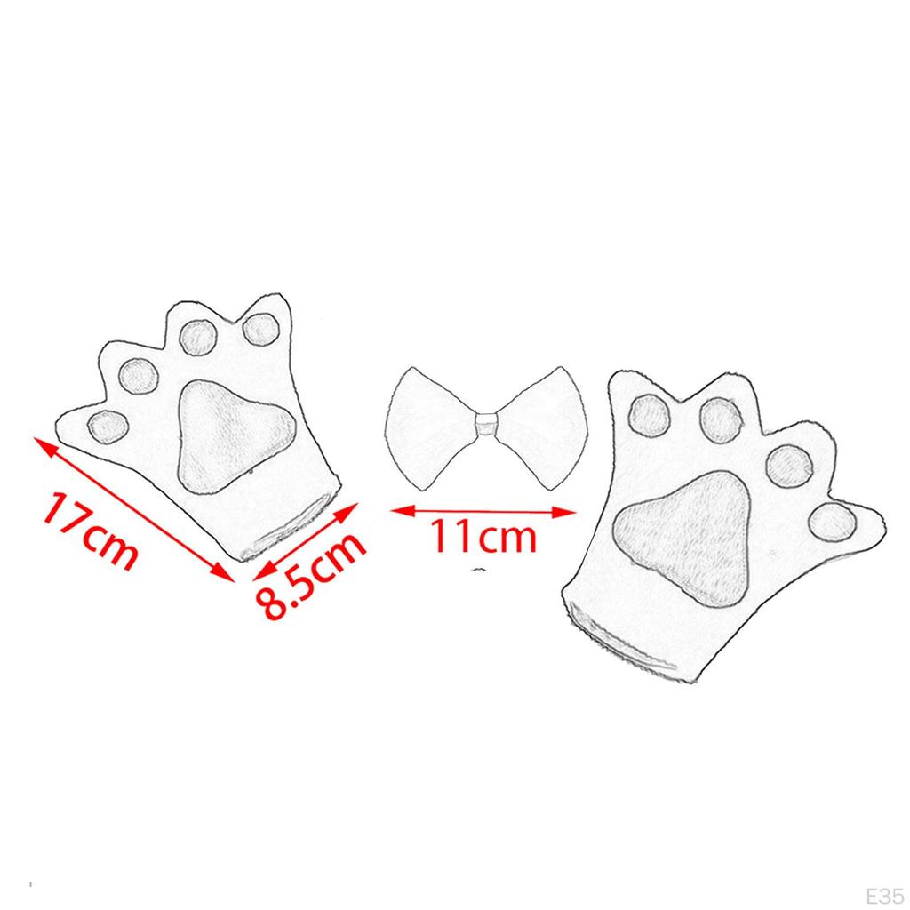 4 Pieces Animals Costume Set Animal Headband Gloves Bowtie and Tail for Stage Performance