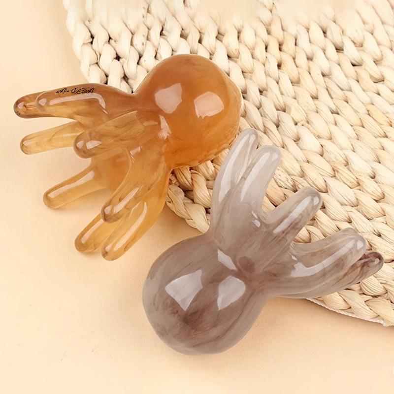 Harz Oktopus Kamm Kopfmassagegerät Meridian Schaben Kopfhaut Massagebürste Akupunktur SPA Gua Sha Gesundheitsmassagegerät