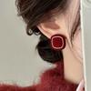 New Year's red square velvet stud earrings, high-end explosive earrings, retro festival atmosphere, flocking earrings.