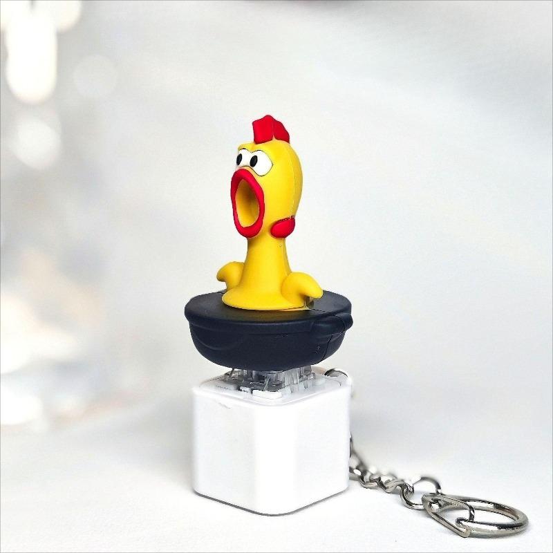 @@2 STUKS Grappige Schreeuwende Kip Sleutelhanger Geluid Licht Drukknop Stressverlichter Fidget Speeltje Schattige Tas Hanger Nieuwigheid Cadeau white