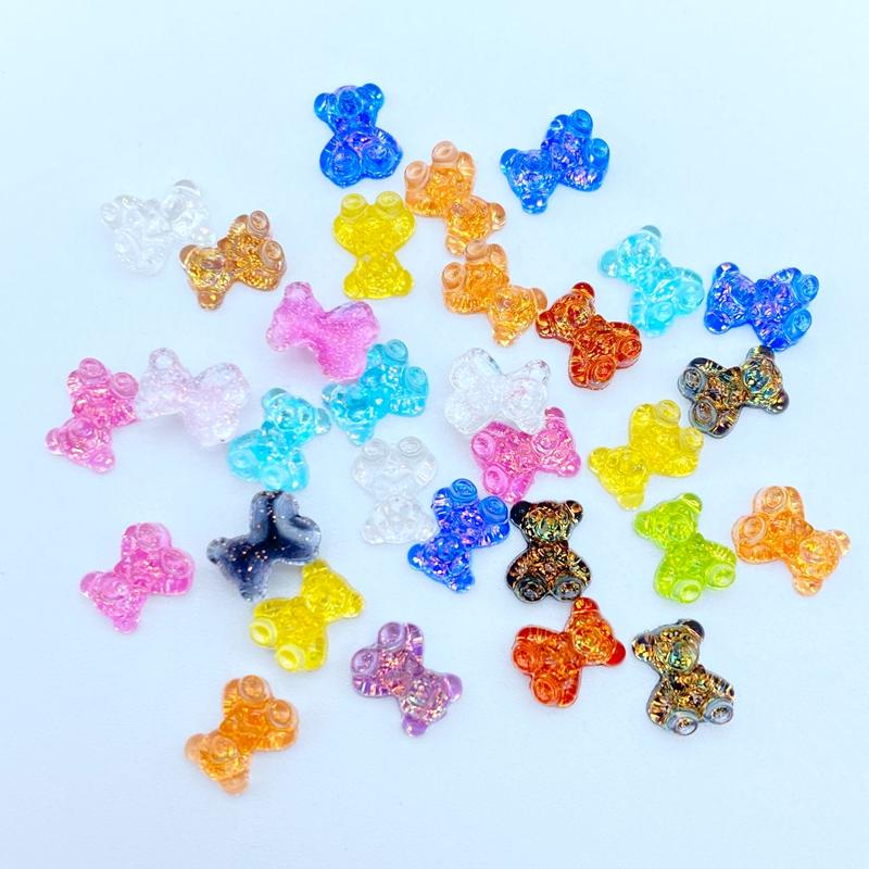 50/60/70/80Pcs Kawaii Cute Mini Shining Bear Flat back Resin Cabochons Scrapbooking DIY Jewelry Craft Decoration Accessorie K94