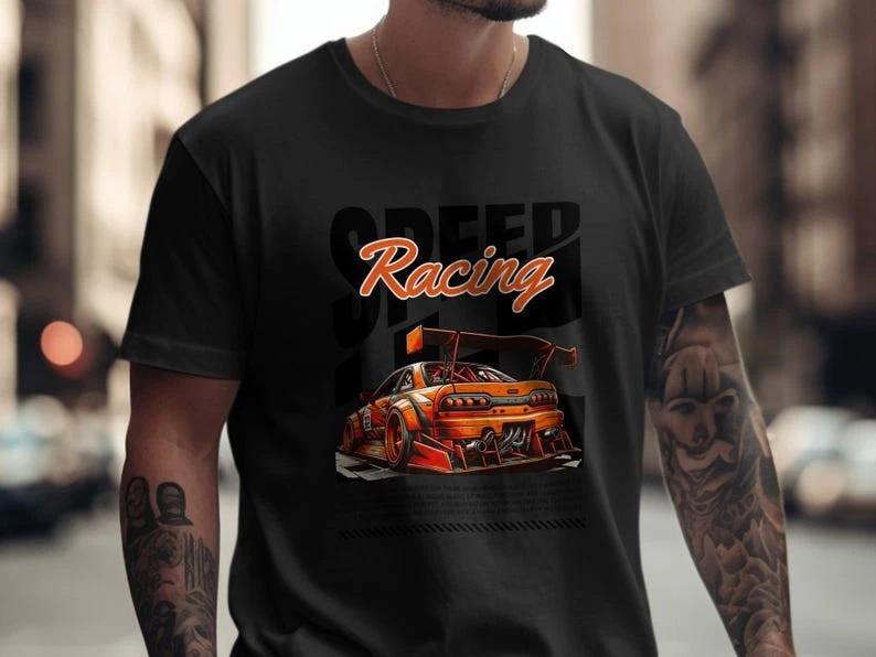 Orange Race Car T-Shirt, JDM Tuner Apparel, Racing Fan XS