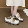 French single shoes bow lace fashion single shoes women's summer wear 2025 new square head Mary Jane single shoes